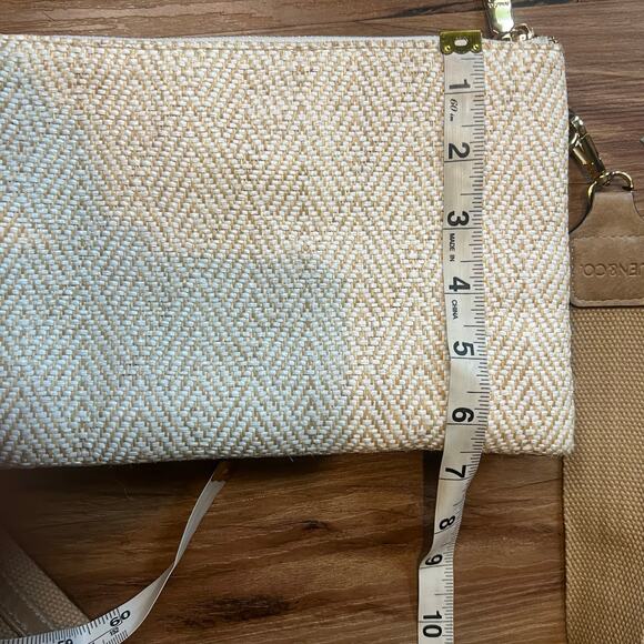 Cream Tan White Jen & Co Diamond Cross Body Wristlet Bag Purse - Picture 12 of 16
